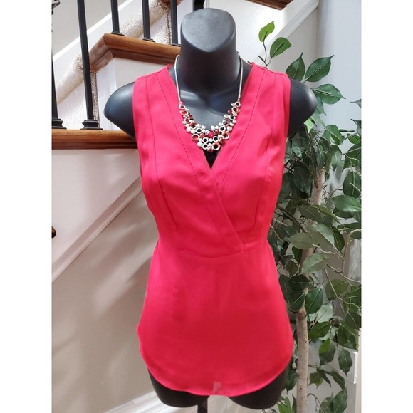 White House Black Market Womens Pink 100% Polyester Sleeveless Top Blouse Size 0 - Picture 1 of 10
